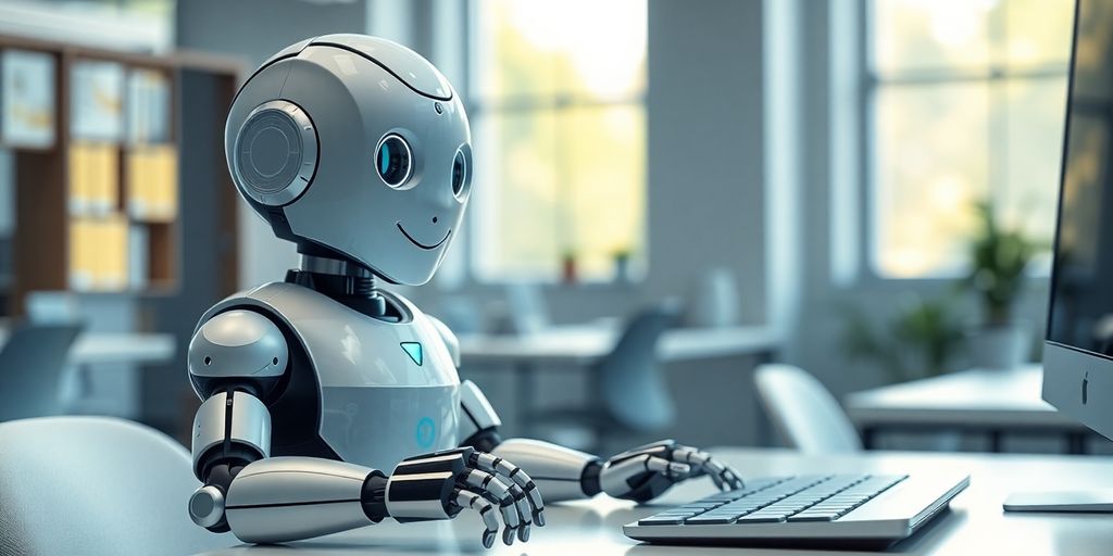KI-Agenten: Roboter-Kollege am Schreibtisch