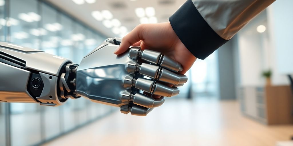 Roboter und Personalverantwortlicher