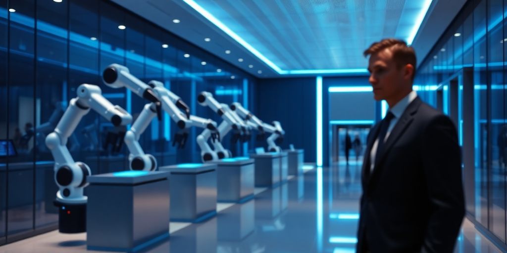 KI-Agenten Beispiele: Roboterarme in einer Bank