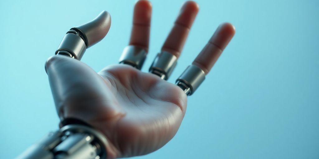 Roboterhand trifft menschliche Hand